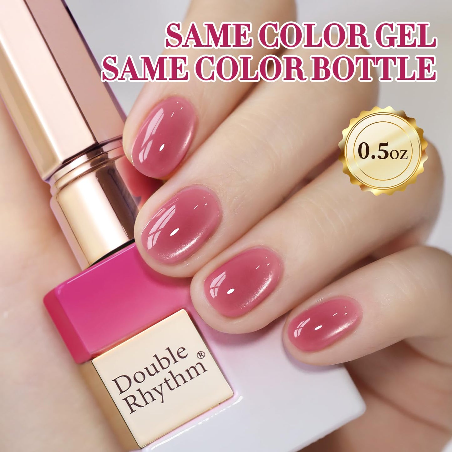 Double Rhythm 0.5 Oz Cat Eye Gel Polish with Magnet Same Color Same Bottle Holographic Glitter Shimmer Translucent Color Salon 15 ML Magnetic Nail Art (Rose Red-MC1170)