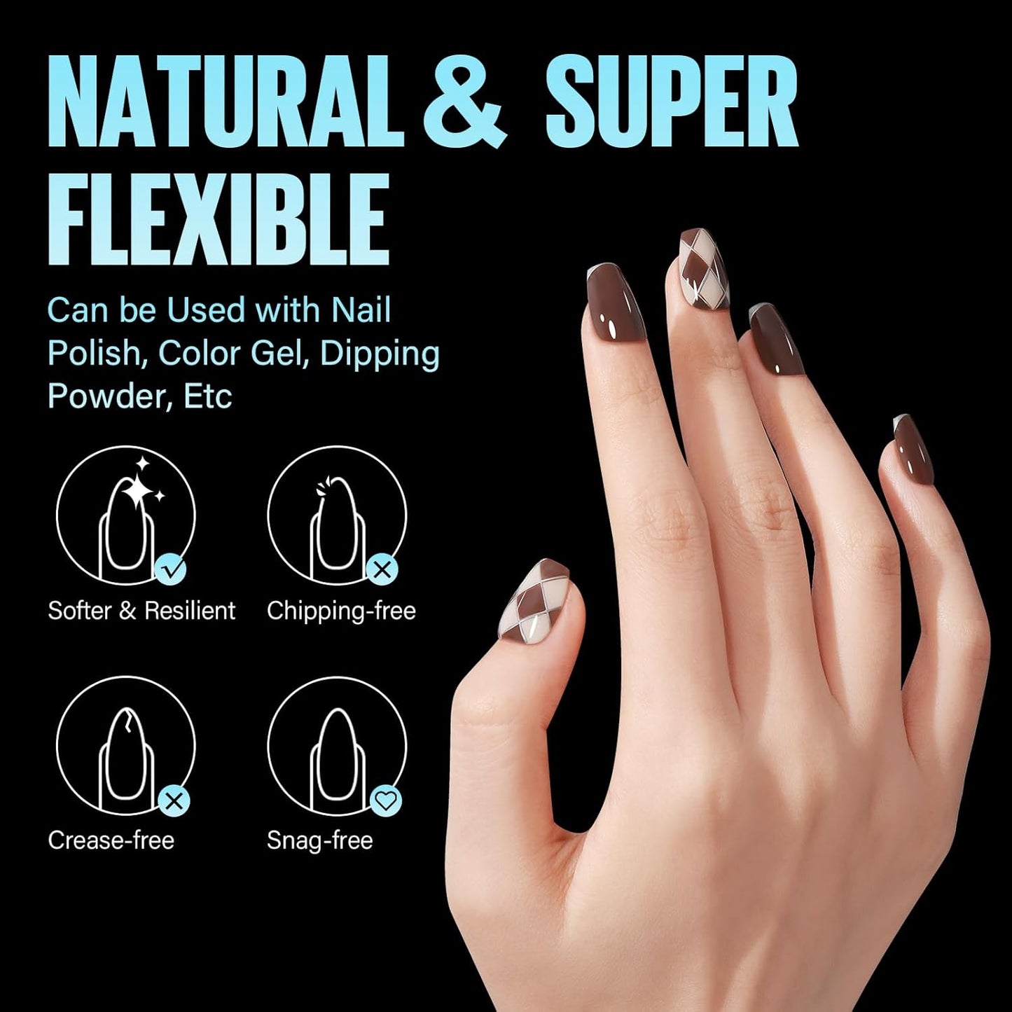 TOMICCA Short Coffin Nail Tips,240Pcs Soft Acrylic Nail Tips Full Cover,Gel Nails Tips Half Matte Press on Nails Clear Fake Nails Extension Tips for Salon DIY 12Sizes