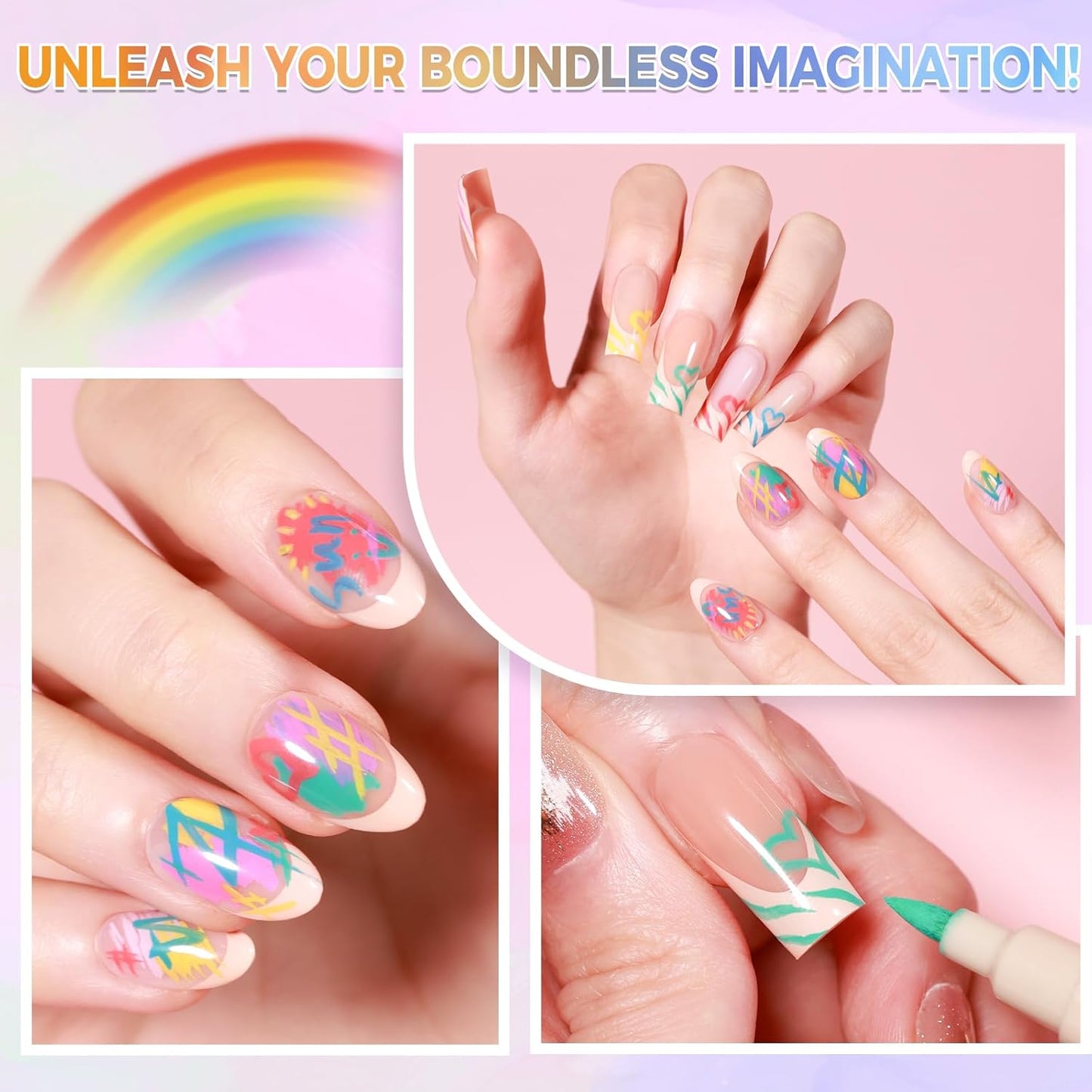 12 Colors Nail Art Pens Set, 3D Nail Polish Pens Quick-Drying Acrylic Paint Markers, Dotting Liner Brush for DIY Nail Design, Home & Salon Manicure Tools