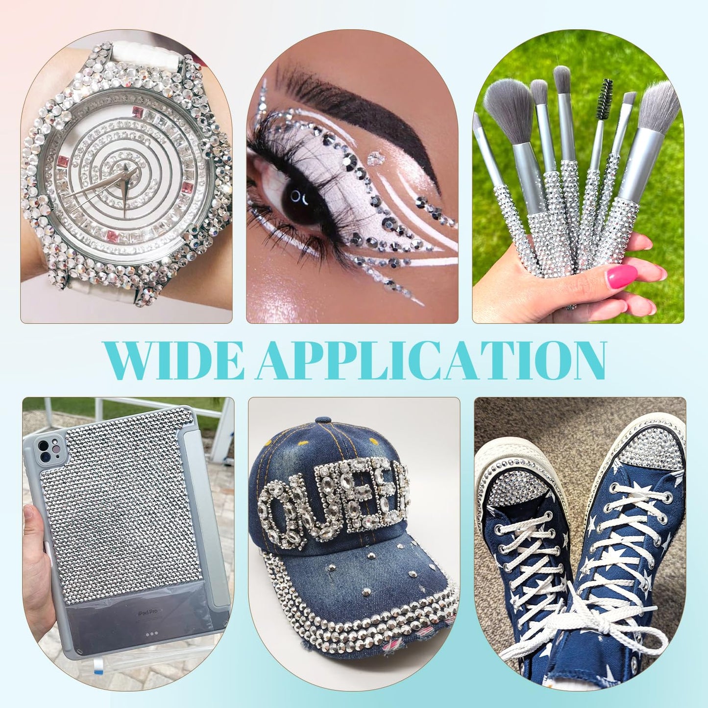 6100Pcs Resin Rhinestones for Crafting with 2Pcs 10ml B7000 Jewelry Glue, 1 Box Flatback Crystals Diamond (Silver) for Bedazzling Crafts DIY Nail Art Non Hotfix Gems for Clothing Shoes