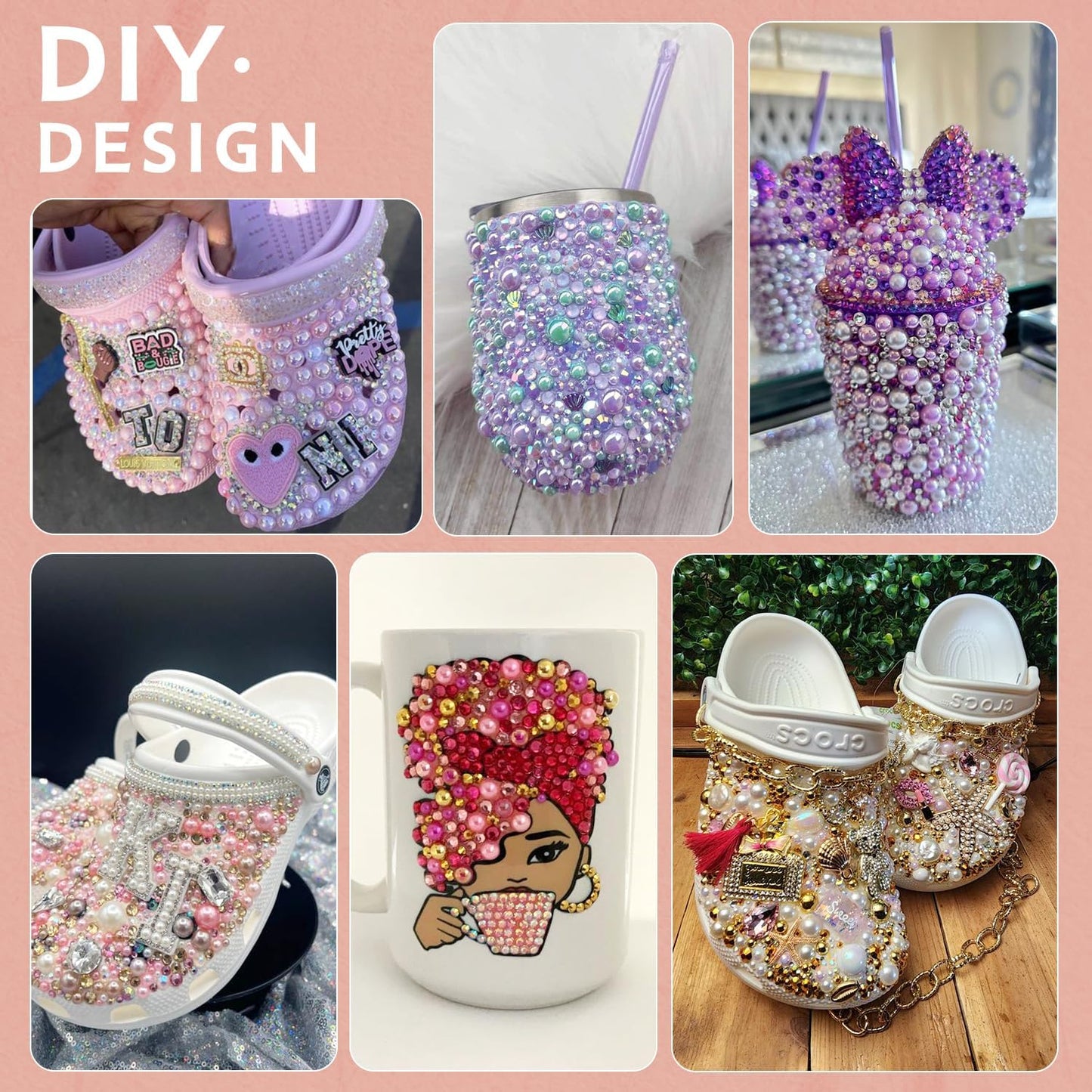 9000PCS Flatback Pearls and Rhinestones for Crafting, Pink Purple Mixed Size 3-10mm Resin Rhinestones and Half Pearls for Bedazzling, Nail Art and Decoration with Tweezer and Pickup Pencil