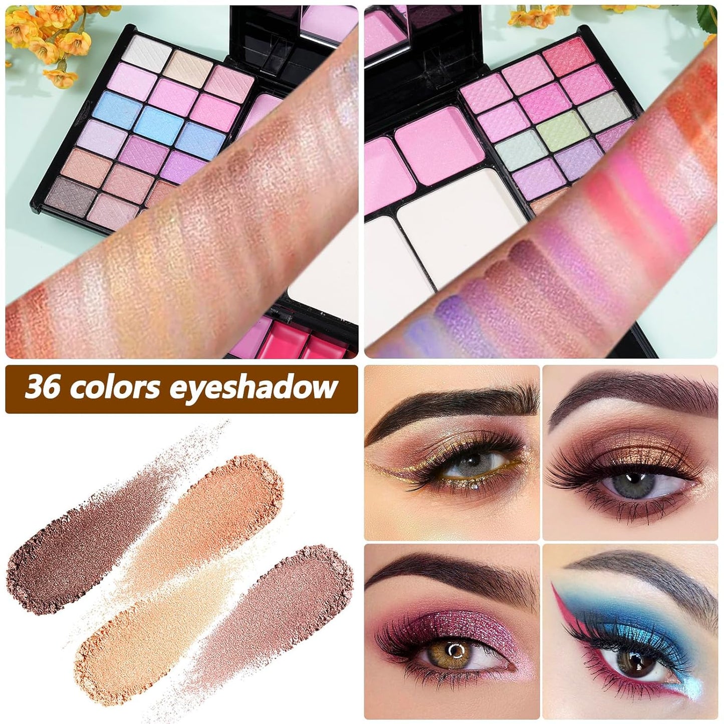 Makeup Kit Eyeshadow Palette for Women Full Gift Kit Girl Kids 49 Colors Makeup Set Combination Eyeshadow Palette with 12pcs Makeup Brushes