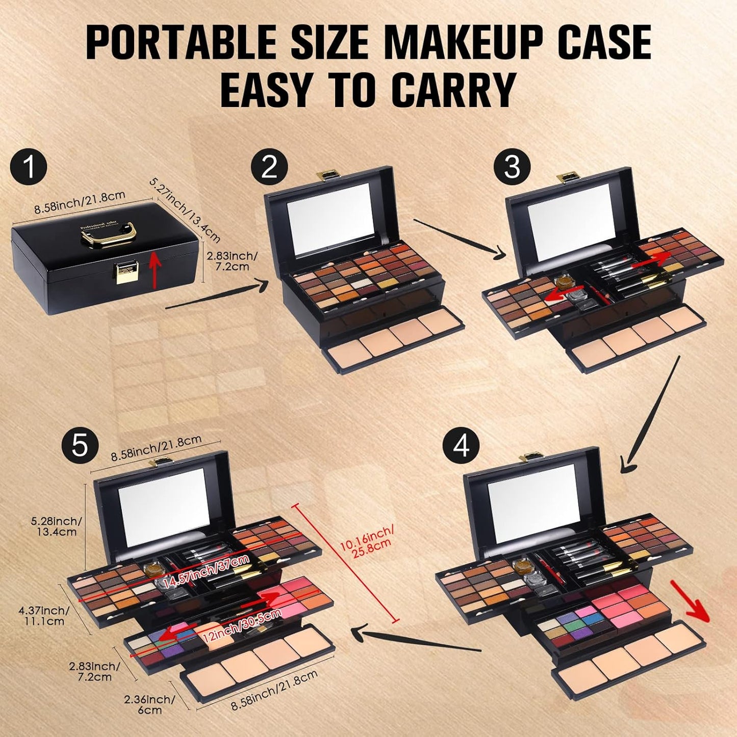 Professional Makeup Kit for Women Girls Full Kit with Mirror 58 Colors All in One Make up Gift Set Included Eyeshadow,Compact Powder,Blusher,Lipstick,Eyebrow Pencil,Gitter Gel,Eyeliner,Mascara (Y)