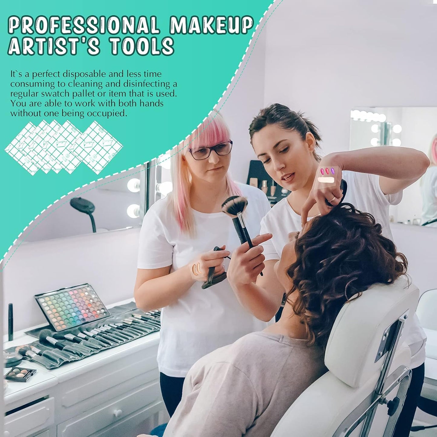 150 Pieces Makeup Hand Palette Single Use Makeup Hand Palette Disposable Adhesive Makeup Mixing Tray Cosmetic Makeup Palette Transparent Waterproof Makeup Tape for Makeup Artist