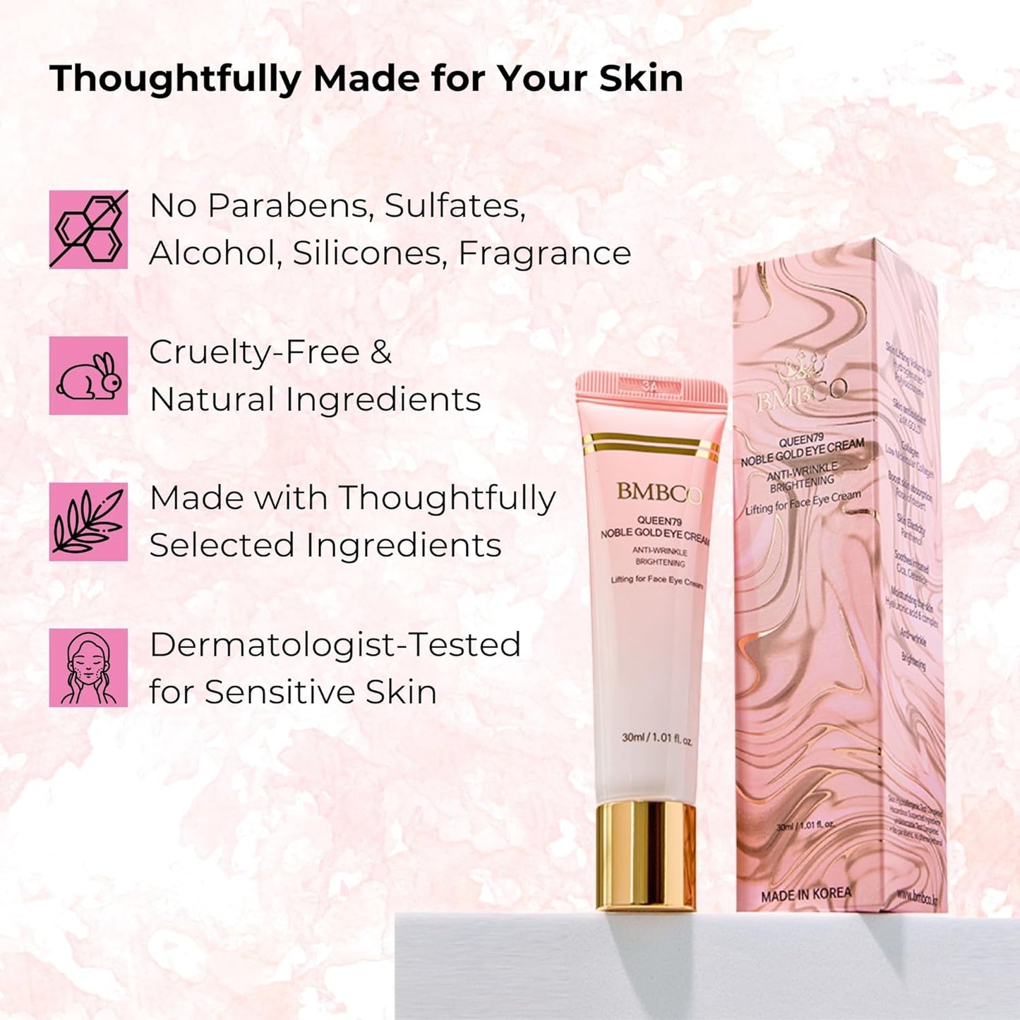 BMBCO 24K Gold Eye Cream – Dark Circle & Wrinkle Treatment, Hydrating & Brightening Under Eye Care, Anti-Aging & Firming for Fine Lines, Korean Skincare for Women & Men