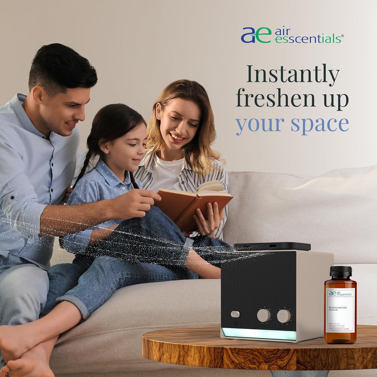 Sandalwood Gold Aroma Oil, Essential Oils Blend for Diffusers & Scent Machines, Sweet Afternoon Tea & Rose, Aromatherapy, Cold Air Diffuser Compatible, 300 mL