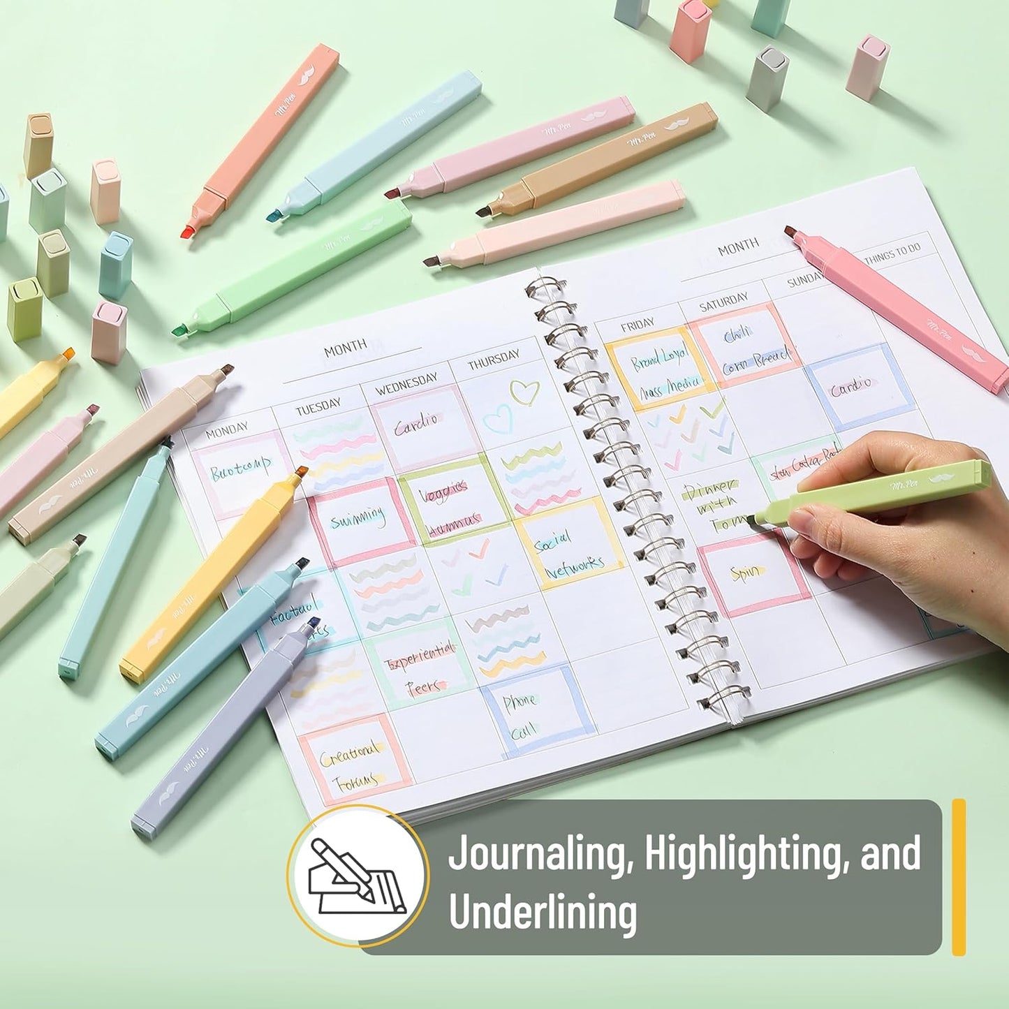 Mr. Pen- Aesthetic Highlighters, 20 pcs, Chisel Tip, Pastel Colors, No Bleed Bible Highlighter Pastel, Assorted Colors