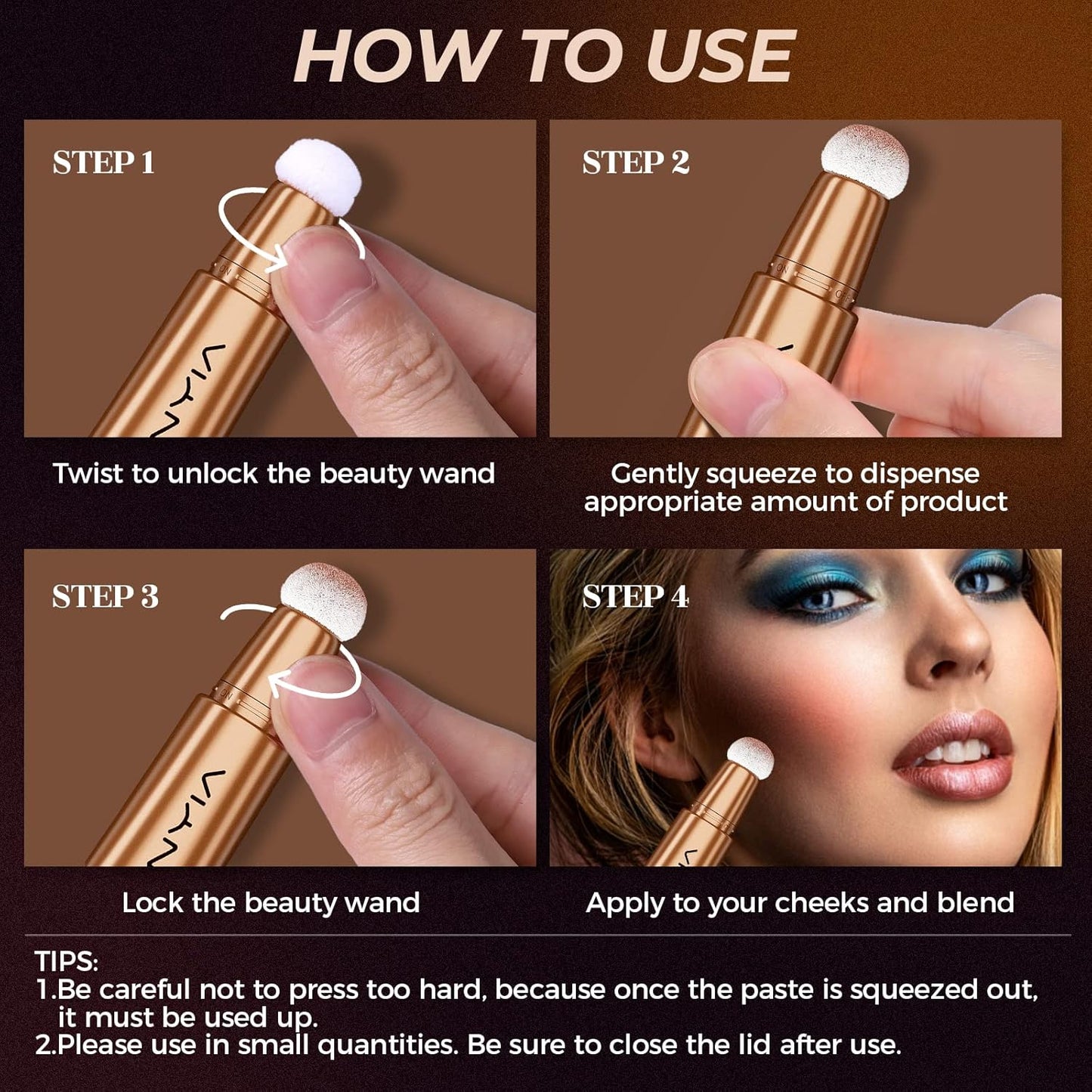 Bronzer Stick,Luxsea Brown Contour Beauty Wand,Liquid Contouring Stick with Cushion Applicator,Lightweight Blendable Facial Contouring Cream Crayon,Natural Matte Finish Concealer Shading Face Milk Makeup Beauty Wand