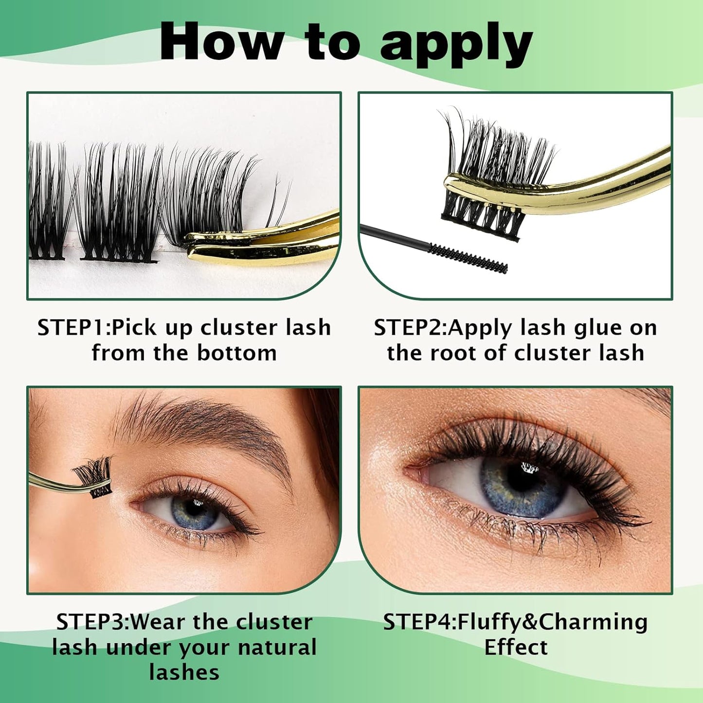 Lash Clusters 96pcs Individual Lashes Y12 D Curl 12mm Cluster Lashes KEYYOU Volume Wispy Lash Extension Soft&Comfortable Easy DIY at Home(Y12 D-12mm)
