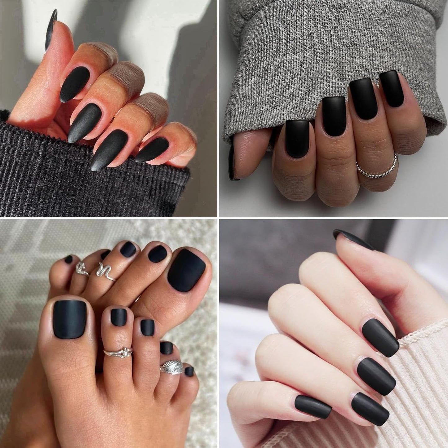 Matte Black Nail Polish - Matte Finish Black Fingernail Polish - Fast Drying Nail Varnish Mist Effect - Silky Velvet Nail Lacquer For Women Girls Manicure DIY at Home - No Need Bake