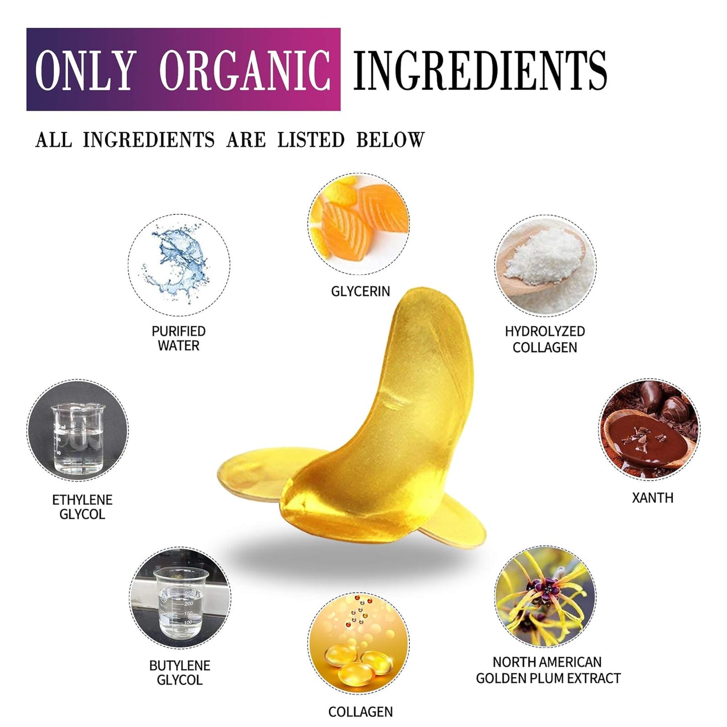 Vandarllin24K Gold Powder Gel Collagen Eye Masks Sheet Patch, Remove Bags,Dark Circles &Puffiness,Reduce Wrinkle,Moisturising,Hydrating for Blackheads (120Pairs)