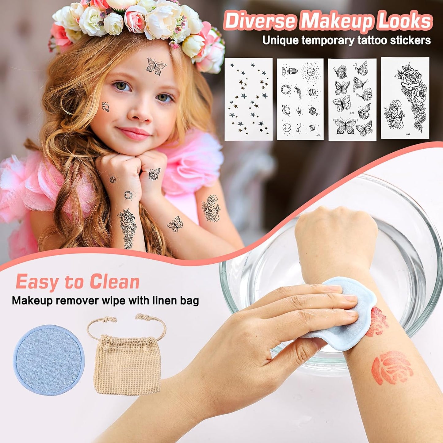 Anpro All-In-One Makeup Carry Case with Pro Teen Makeup Set, Full Starter Cosmetics Kit with Makeup Brushes, Eye Shadows Palette, Blushes, Glitter Gel, Temporary Tattoo Stickers