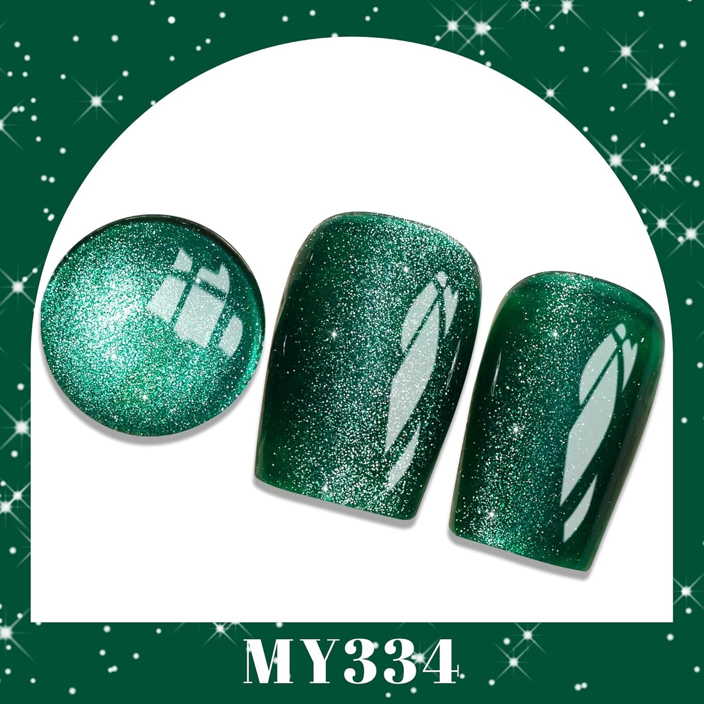 YTD Likomey Cat Eye Gel Nail Polish,15ml Green Holographic Translucent Neutral Jelly Sheer Shiny Magnetic Glitter Fall Winter UV Color Varnish with Magnet Stick,MY334