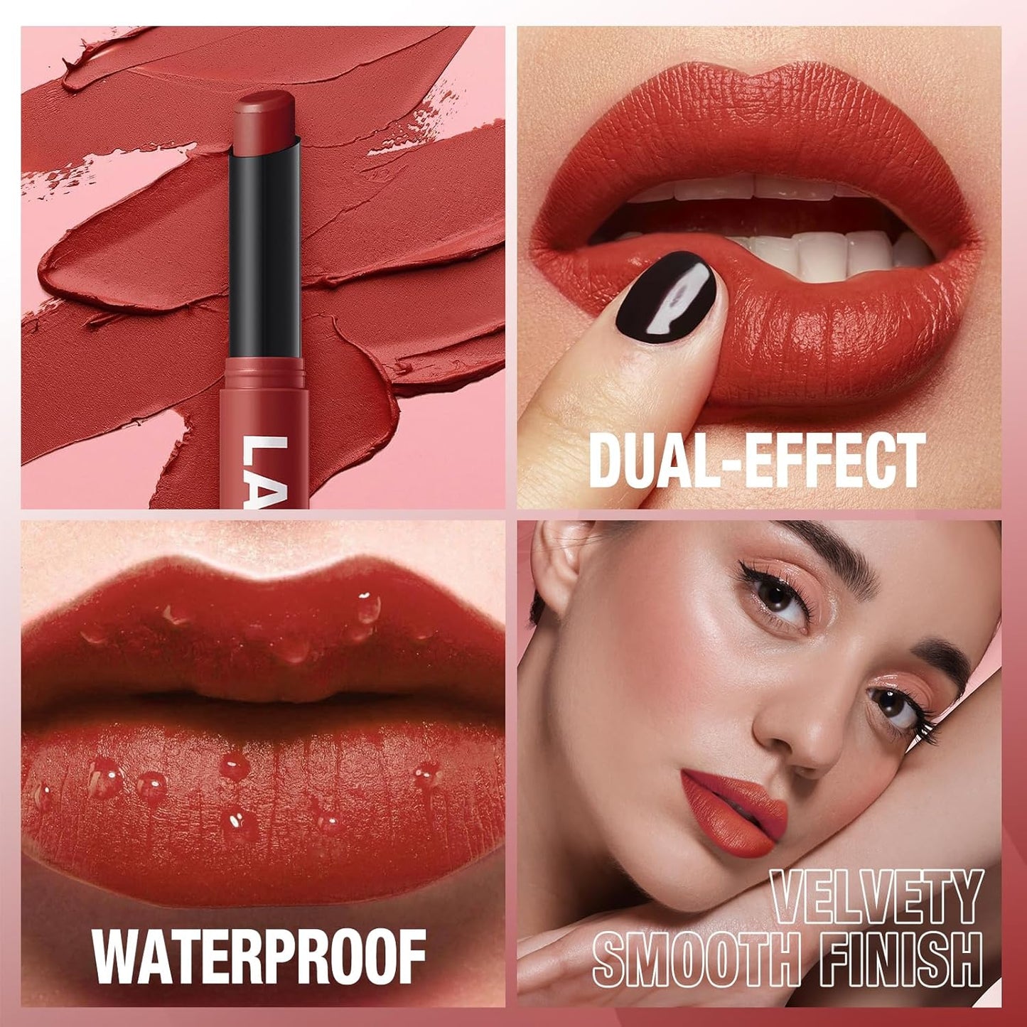 Jolilab 2Pcs Velvet Matte Lipstick Nude Matte Soft Dark Color Stick High Pigmented Long-Lasting Waterproof Lip Stick Lip Balm Beauty Cosmetics Gift for Girls and Women(11#+12#