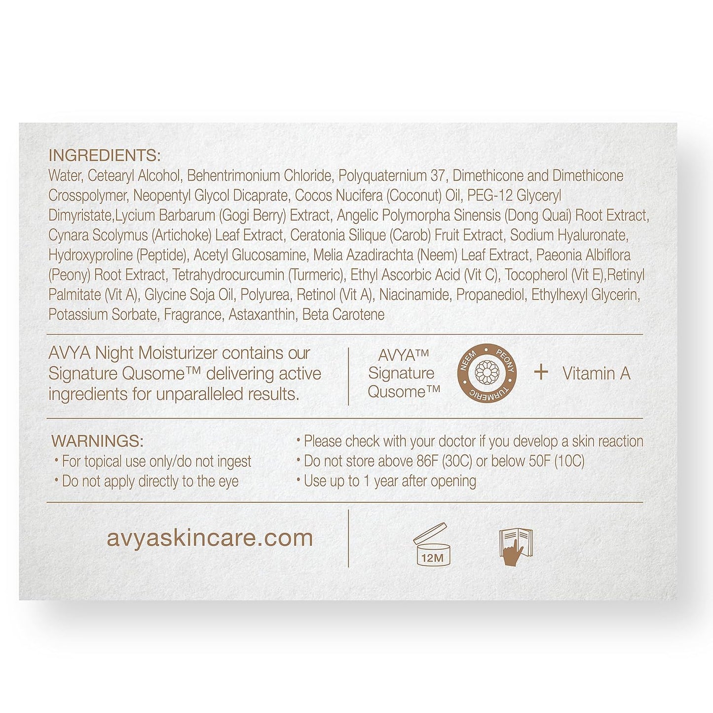 AVYA Night Moisturizer (1.7oz) - Advanced Ayurvedic Skincare/Retinol Cream with Antioxidants/Reduces Fine Lines and Wrinkles