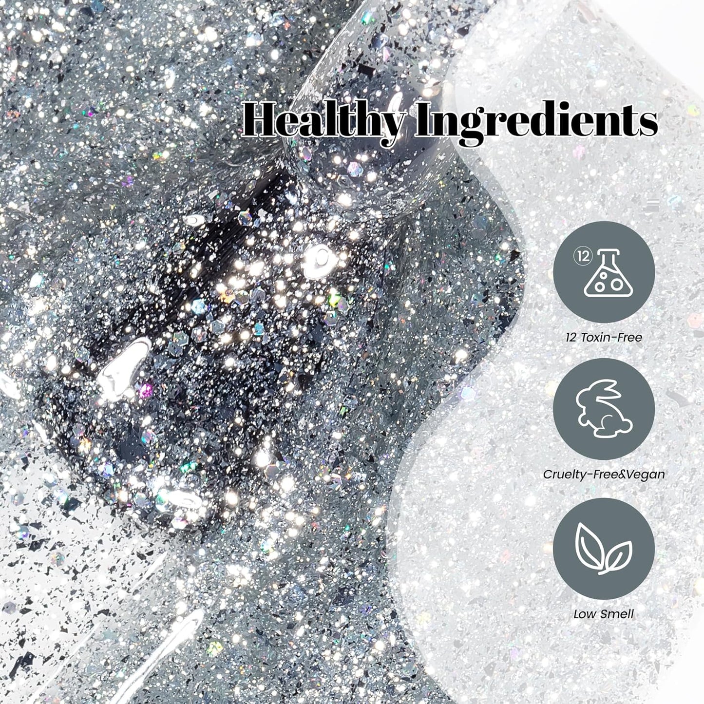 YTD Likomey Gel Nail Polish,15ml Colorful Silver Glitter Nail Gel,Fall Winter Shiny Sparkly Salon Home DIY Manicure UV Color Varnish,SF438