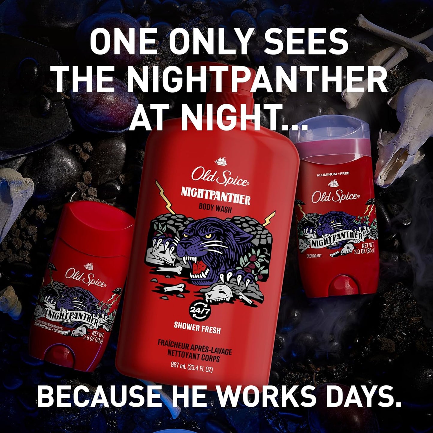 Old Spice Body Wash for Men, 3X Defense, 24/7 Shower Fresh with Long Lasting Lather, NightPanther Scent, 33.4 fl oz (Pack of 4)