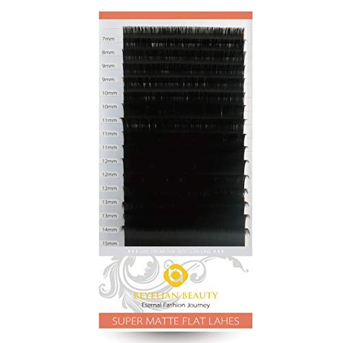 BEYELIAN Ellipse Flat Lash Extension 16 Rows 0.15/0.20 C/D Curl 7-15mm Mix & Single Length Tray, Matte Black Classic Eyelash Extensions Supplies (0.15 D 7-15mm)