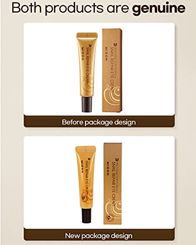 MIZON Snail Repair Eye Cream, Snail Mucin with Niacinamide, Adenosine, Squalane, natural treatment, Wrinkle Care, Hydrating, Under Eye Care, Korean skincare (Tube, 0.50 fl.oz.)