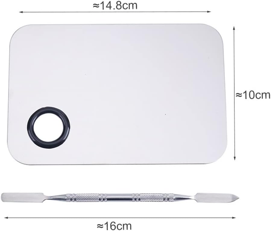 Makeup Mixing Palette,Stainless Steel Foundation Palette Cosmetic Mixing Makeup Palette Eye Shadow Eyelash Makeup Plate with Spatula Rod for Mixing Foundation Eye Shadow Eyelash Nail Art