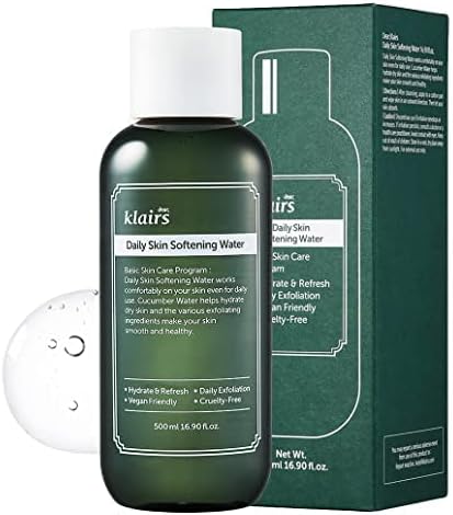 [DearKlairs] Daily Skin Softening Water, Toner, Jumbo 16.90 Fl Oz, Skin Refining Cucumber Essence, Daily mild exfoliator