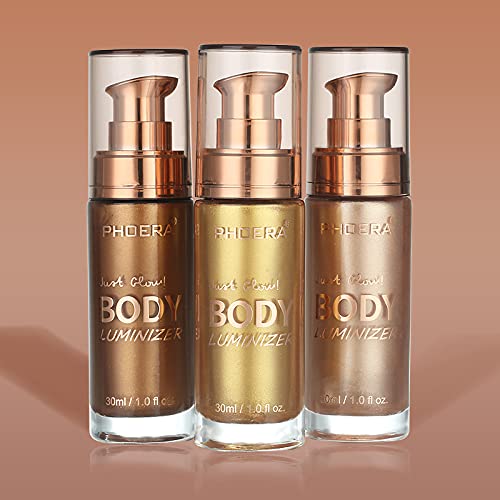 2 Pack Body Luminizer, High Gloss Waterproof Body Luminizer Glitter Face Shimmer Moisturizer Lotion Tan Cream Foundation Makeup Bronzer(103 Glistering Bronze)