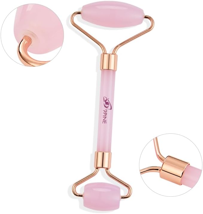 Jade Roller and Gua Sha Set, Face Massage Tools for Skincare,Facial Tools for Face, Neck, Eyes, for Enhanced Lymphatic Drainage, Self Care Gift for Men Women(Pink)
