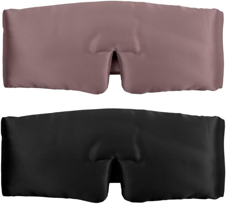 SUNDAYSILKS™ | Adjustable Silk Sleep Mask for Side Sleeper | Cloud-Like Comfort, Weighted for Deep Sleep | Soft Sleep Face Mask for Women & Men, Full Blackout, Cooling Silk Eye Mask for Sleeping (2PK)