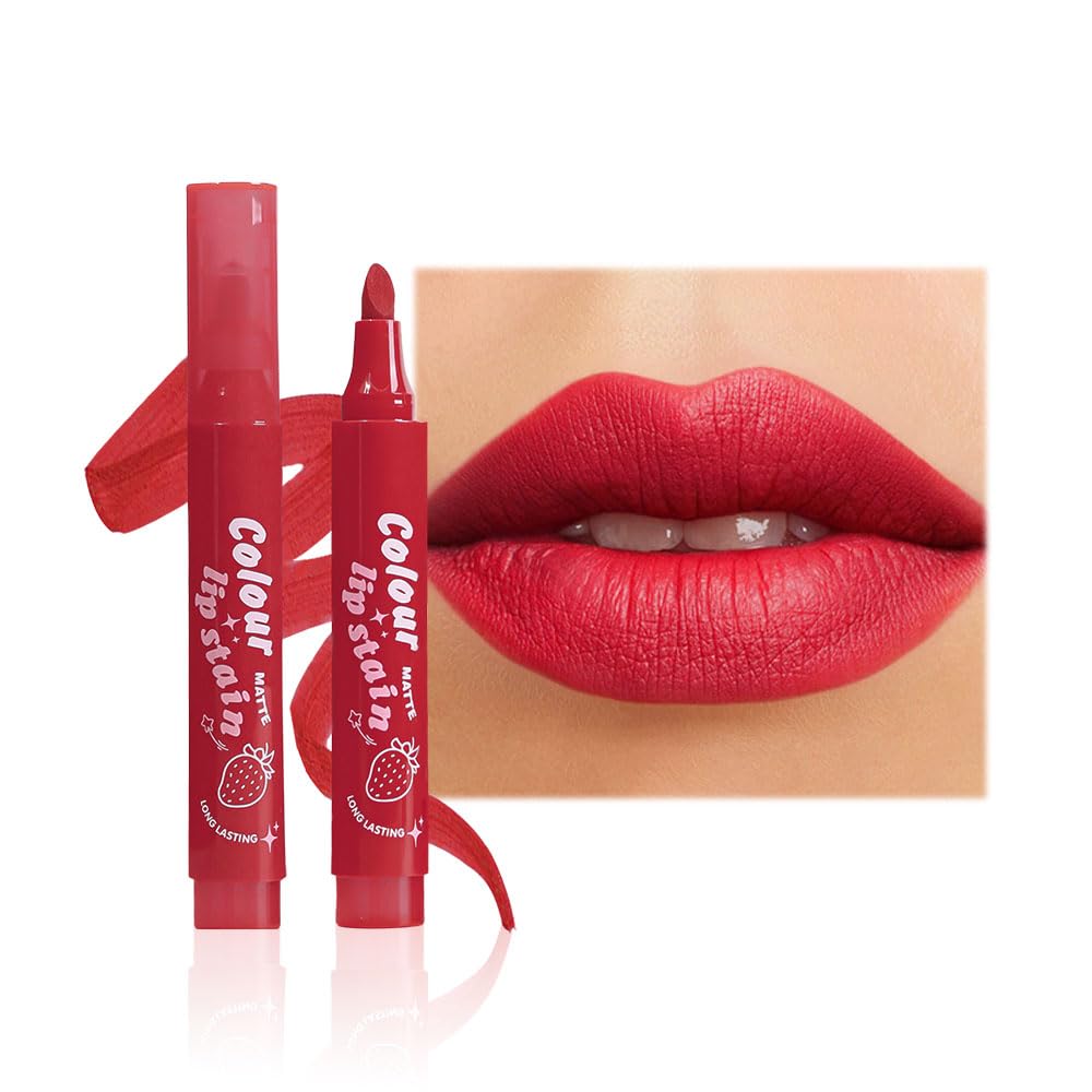 Lip Stain, Waterproof lip tint, Matte Color Look, Longlasting All Day Wear Lip Color, Smudge Proof Natural Finish, Precise Chisel Tip Marker,non sticky lip gloss,kiss proof lip color 04#
