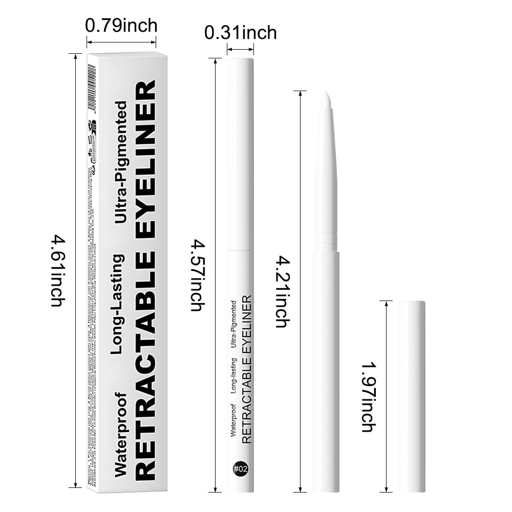 evpct White Eyeliner Pencils for Eyes, Bright White Nude Under Eye Liner Pencil Makeup Waterproof Smudge Proof, Colored Gel Waterline Eyeliner Liquid, Face Paint Stick Lipstick Pen Halloween Makeup