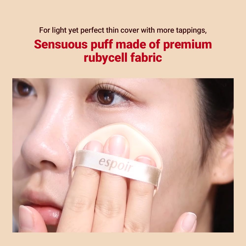 Espoir Be Velvet Air Puff 5ea | Flawless Face Makeup Fast and Easily | Makeup Sponge Applicator Air Cushion Powder Puff for Liquid Foundation, Cream, Powder, Concealer | Korean Base Makeup Tools