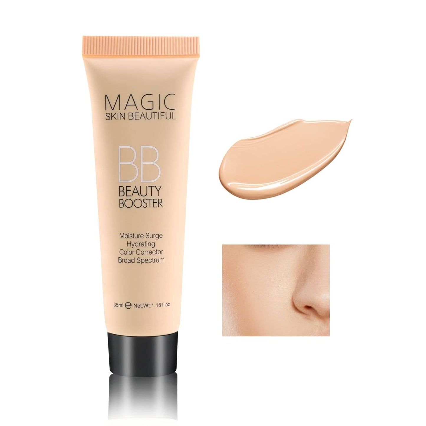 Boobeen Hydrating BB Cream - Full-Coverage Foundation & Concealer, Color Correcting Tinted Moisturizer for All Skin Types - Evens Skin Tone