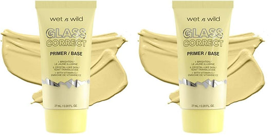 wet n wild Prime Focus Glass Skin Correct Primer, Bright Crystal Finish, Yellow (Pack of 2)