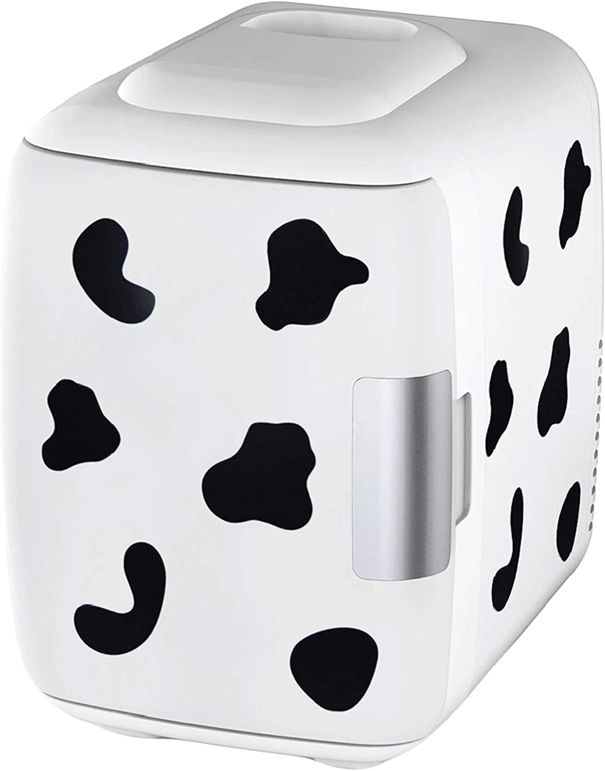 Cooluli Skincare Mini Fridge for Bedroom - Car, Office Desk & Dorm Room - Portable 4L/6 Can Electric Plug In Cooler & Warmer for Food, Drinks, Beauty & Makeup, 12v AC/DC & Exclusive USB, Cow Print