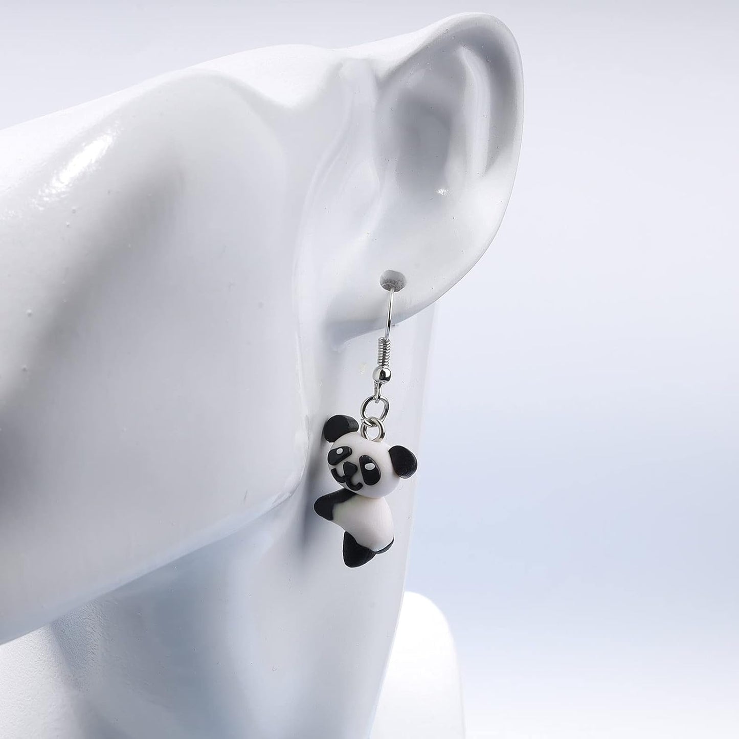 Soft Pottery Panda Earrings Cute Panda Bear Drop Dangle Earrings 3D Animal Earrings Innovative Clay Earrings Jewelry for Women and Teen Girls Gifts
