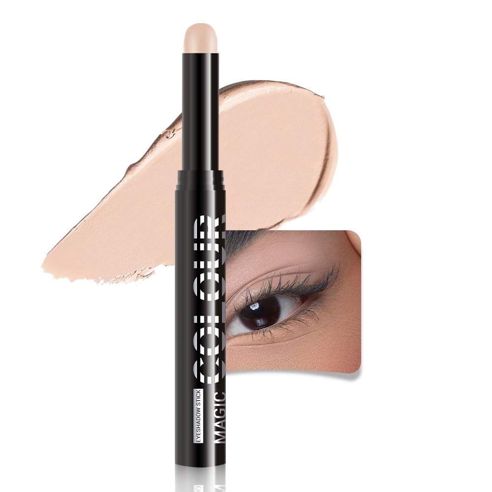 Nude Beige Smoky Cream Eye Shadow Stick Makeup for Women, Nude Beige Smoky Matte Eye Shadow Brightener Stick for Eyes, Waterproof Eyeshadow Pencil Applicator Blendable for Eye Highlight 01