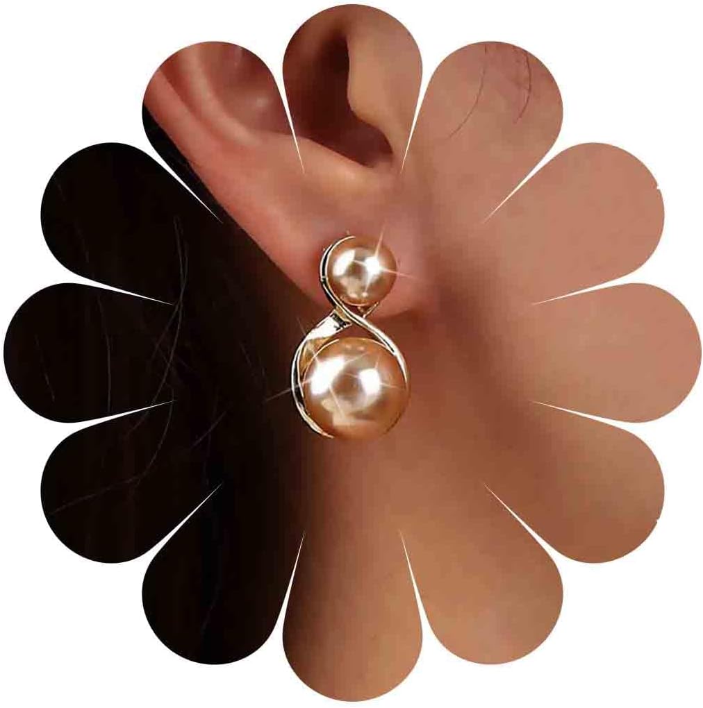 Vintage Pearl Dangle Earrings Gold Double Pearl Stud Earrings Boho Big Pearl Drop Earrings Wedding Pearl Earrings Jewelry for Women