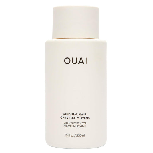 OUAI Medium Conditioner - Hydrating Hair Conditioner with Coconut Oil, Babassu Oil, and Keratin - Strengthens, Repairs and Adds Shine - Paraben and Phthalate Free Hair Care Products (10 Oz)