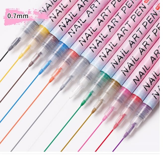 Nail Polish Pens Set, Nail Art Pens, Nail Pencil, DIY Drawing Painting Pen, for Nails DIY (red pink gold silver black white 0.7mm)