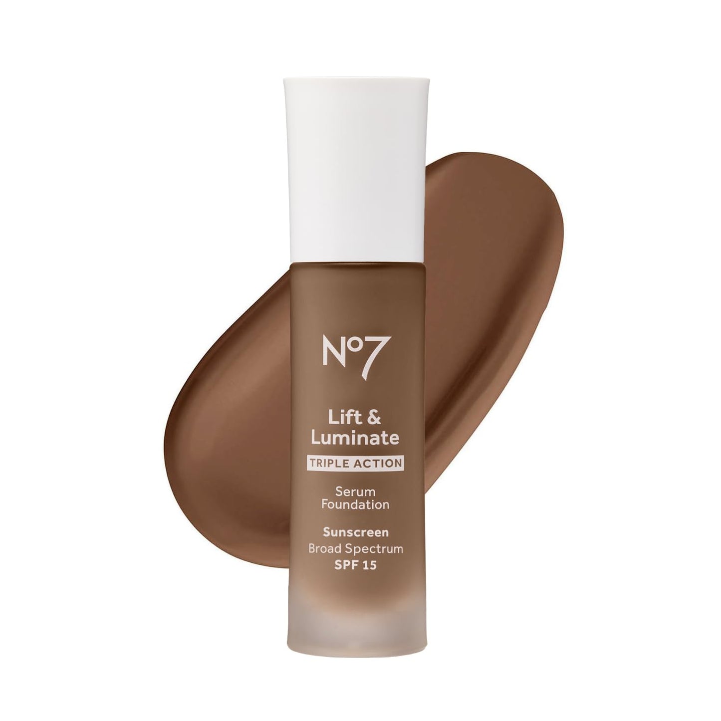 No7 Lift & Luminate Triple Action Serum Foundation - Umber - Liquid Foundation Makeup with SPF 15 for Dewy, Glowy Base - Radiant Serum Foundation for Mature Skin (30ml)
