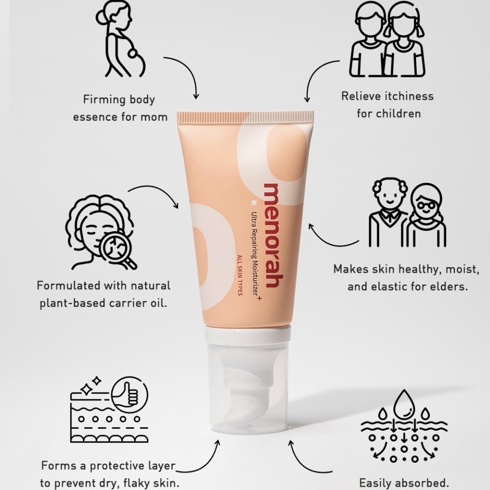 menorah skincare - Ultra Repairing Moisturizer Set, Rich+Lightweight Texture, for Face, Hands, Heels, Elbows Healing, Fast Absorbing Hydration, Relieve itchiness, Meadowfoam Seed Oil, Vitamin E, B3