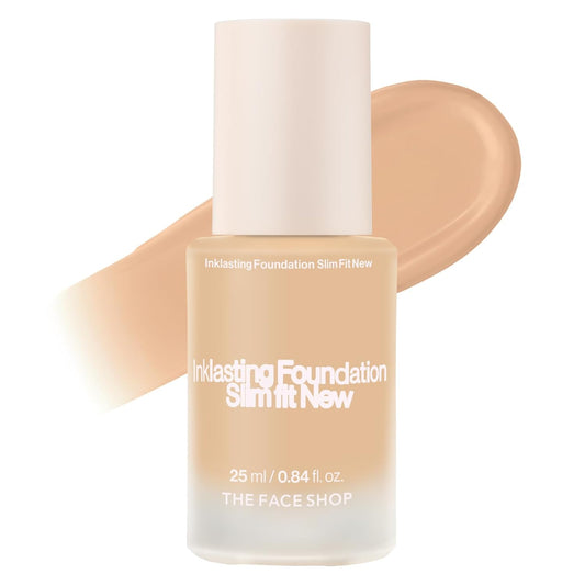 THE FACE SHOP Ink Lasting Liquid Foundation, Full Coverage, 72‑Hour Wear Semi‑Matte Finish, Makeup with Bakuchiol, N210 Neutral Sand, 0.84 Fl. Oz.