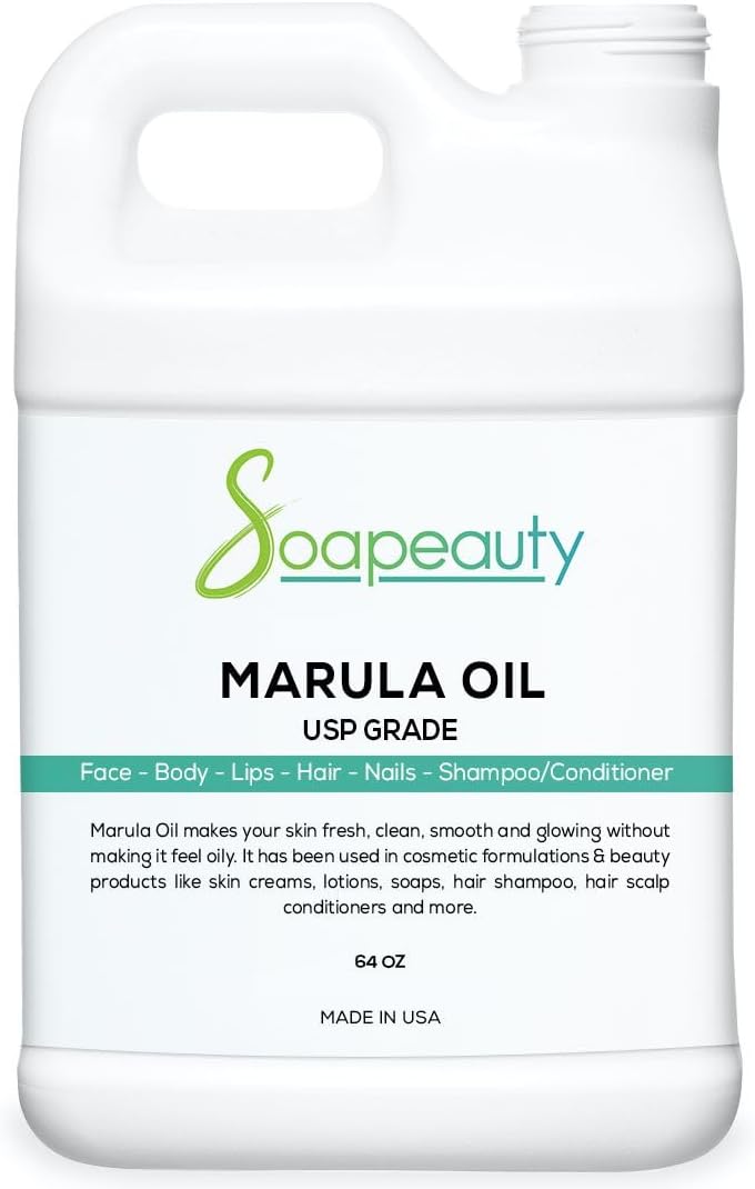 Marula Oil by Soapeauty | 100% Pure & Natural, Cold Pressed, Rich in Vitamin E & Omega Fatty Acids | Best for Skin, Hair, Face, Nails, and Soap Making | 64 fl oz