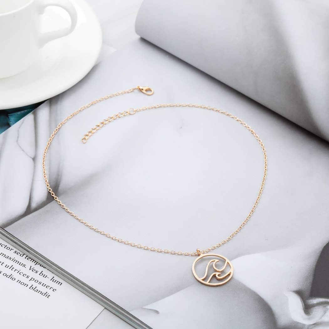 Jovono Boho Fashion Wave Pendant Necklaces Dainty Necklace Chain Jewelry for Women and Girls