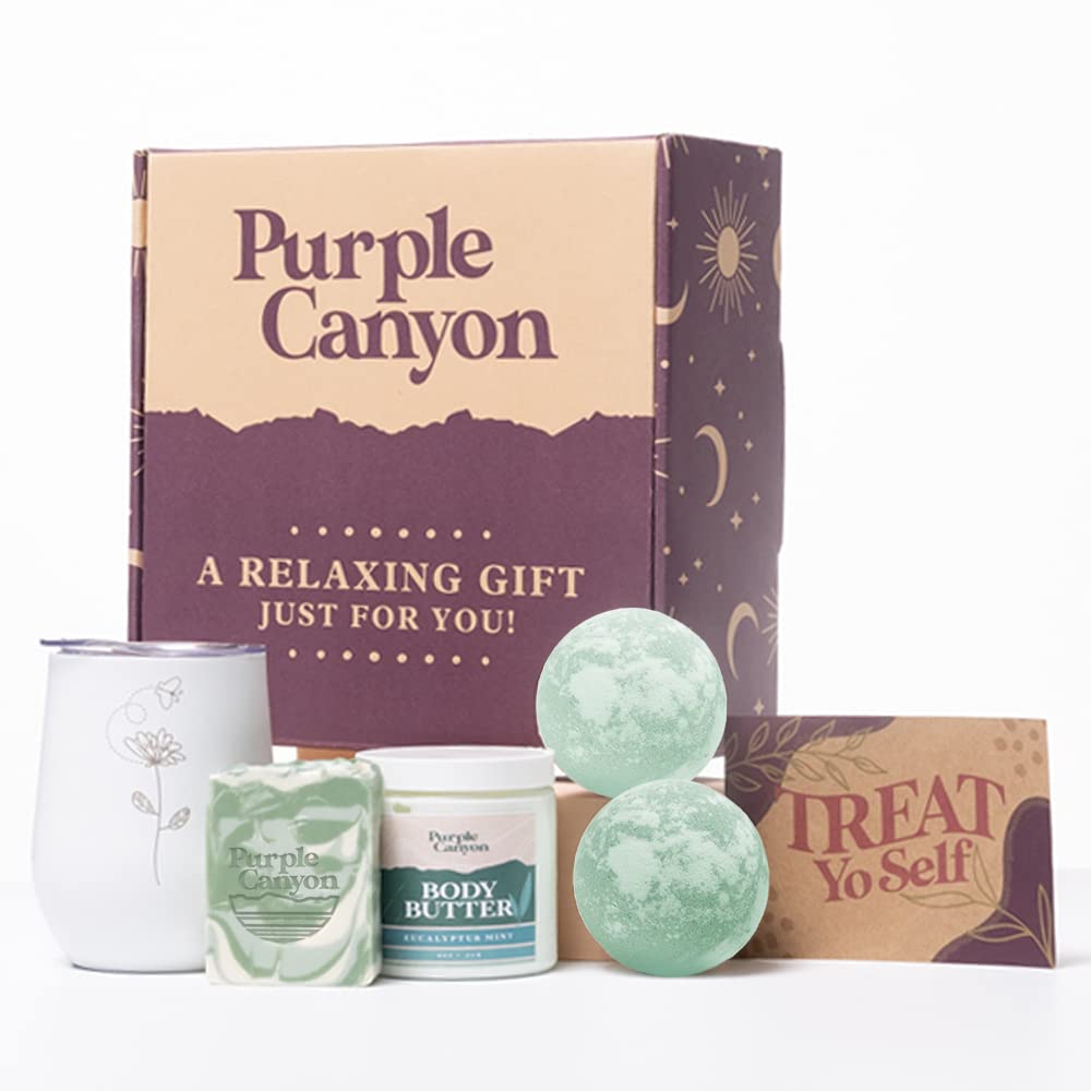 Purple Canyon Bath Gift Set for Women | Revitalizing Eucalyptus Spearmint and Cucumber Mint Self-Care Gift for Women