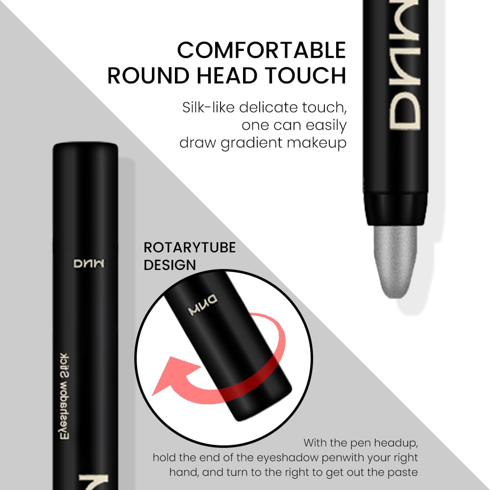 Kaely 2Pcs Cream Eyeshadow Stick Set for Eyes,Pearl White & Pearl Black Shimmer Pen,Eye Brightener Halloween Makeup,sombras para ojos,Smooth Eye Shadow Highlighter Crayon Pencil Waterproof,01+03