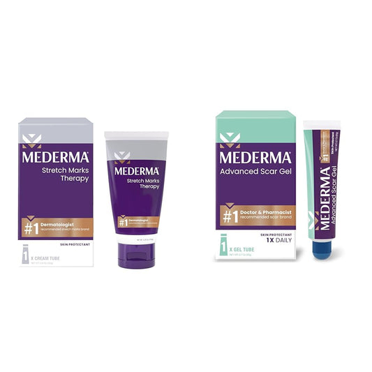 Mederma Stretch Marks Therapy, Helps Prevent and Treat Stretch Marks & Advanced Scar Gel, Treats Old and New Scars, Reduces the Appearance of Scars from Acne, Stitches, Burns and More, 0.70oz (20g)