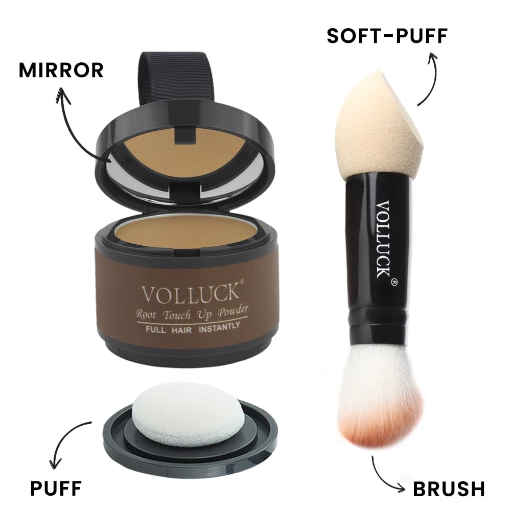 Root Touch Up Powder, Instantly Gray Root Cover Up Hairline Powder, Hair Concealer for Women and Men (A-Dark Blonde, 2PC)