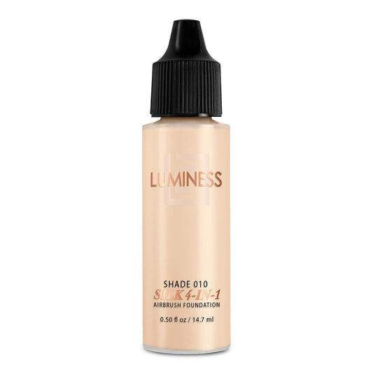 Luminess Air Silk 4-In-1 Airbrush Foundation- Foundation, Shade 010 (.5 Fl Oz) - Sheer to Medium Coverage - Anti-Aging Formula Hydrates and Moisturizes - Professional Makeup Kit for Cordless Air Brush