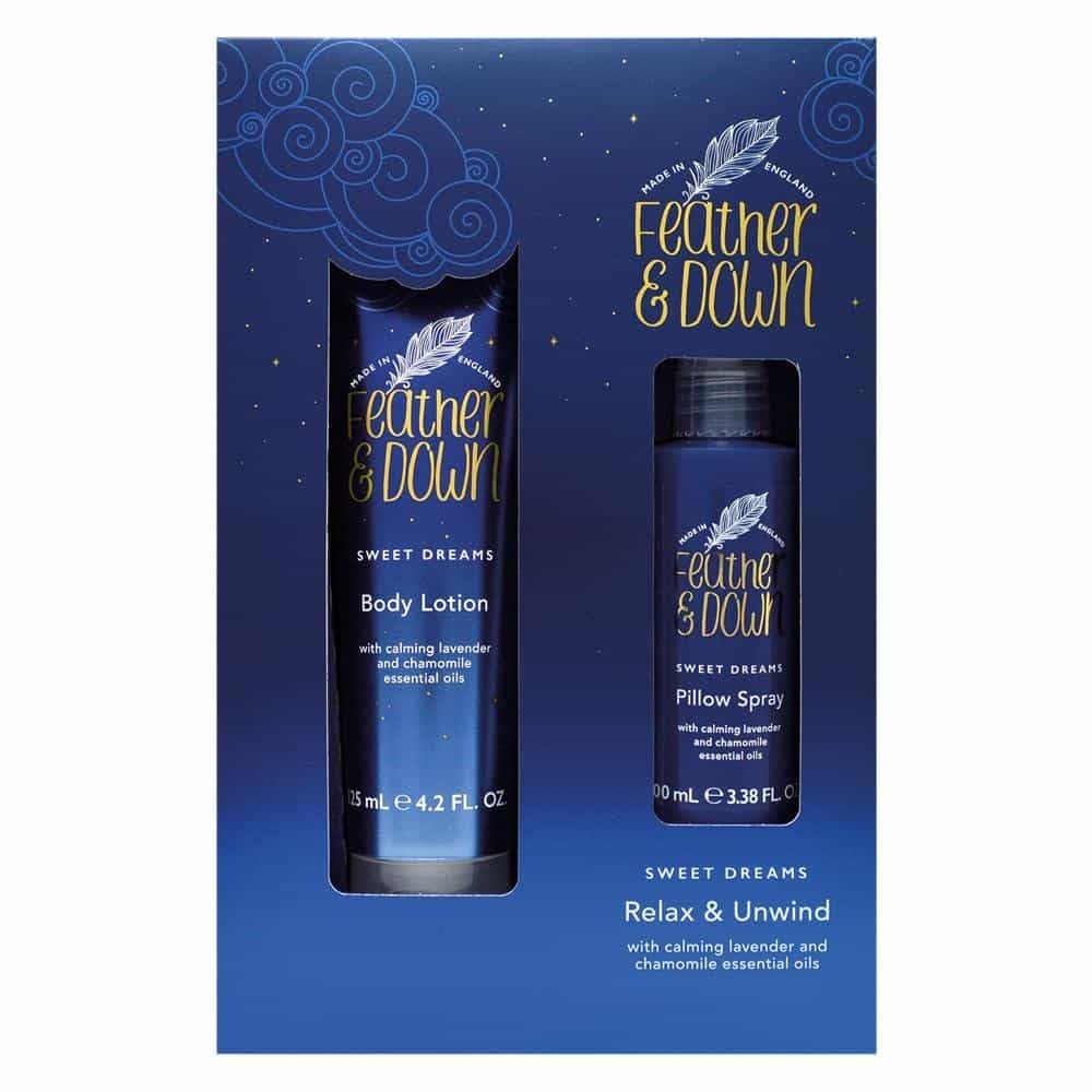 Feather & Down Sweet Dream Relax and Unwind Gift Set (100ml Pillow Spray & 125ml Body Lotion) - With Calming Lavender & Chamomile Essential Oils